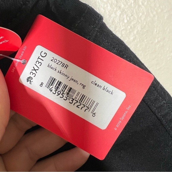 SPANX Womens Ankle Skinny Jeans Clean Black Pull On Jeggings Plus Size 3X - Picture 5 of 8